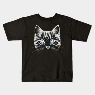 love catually cut cat face Kids T-Shirt